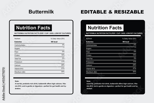 Nutrition Facts, Buttermilk Nutrition Facts, Buttermilk Nutrition, Buttermilk Nutrition Facts Design, Buttermilk label