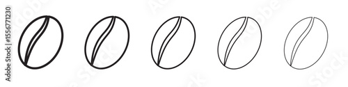 Coffee beans icon thin flat outline style vector sign