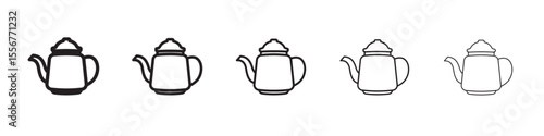 coffee pot icon thin flat outline style vector sign