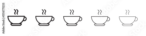 coffee cup icon thin flat outline style vector sign
