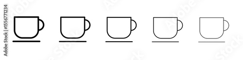 coffee cup icon thin flat outline style vector sign