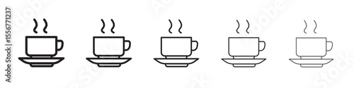 Coffee cup icon thin flat outline style vector sign