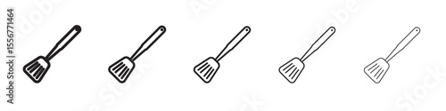 Cooking spatula icon thin flat outline style vector sign