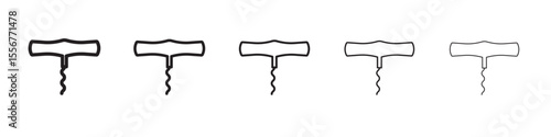 Corkscrew opener icon thin flat outline style vector sign