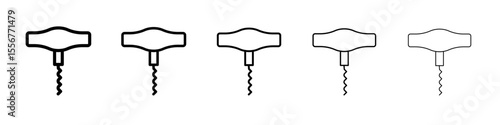 Corkscrew opener icon thin flat outline style vector sign