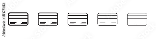 Credit card icon thin flat outline style vector sign