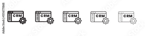 crm icon thin flat outline style vector sign
