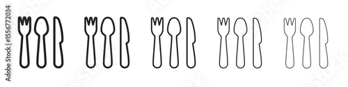 Cutlery icon thin flat outline style vector sign