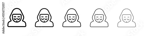 Cyber crime icon thin flat outline style vector sign
