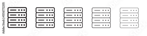 Data storage icon thin flat outline style vector sign
