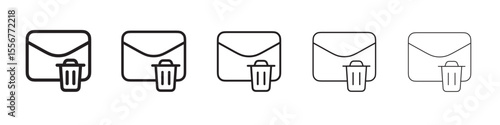 Delete message icon thin flat outline style vector sign