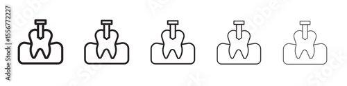 Dental implants icon thin flat outline style vector sign