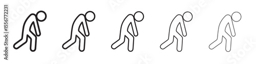 Depression icon thin flat outline style vector sign