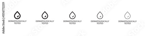 Dermotologically tested icon thin flat outline style vector sign