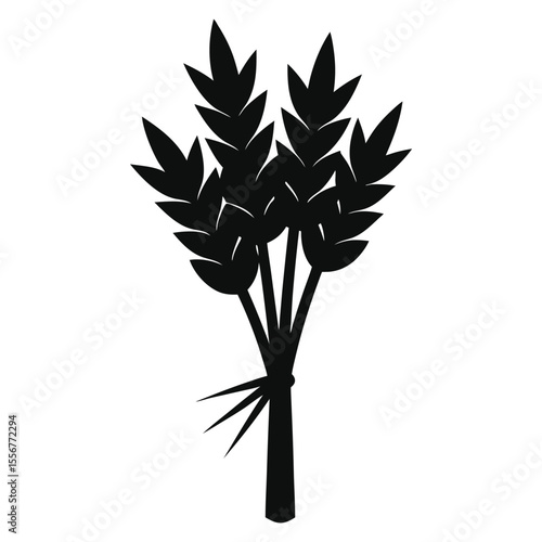 Silhouette of wheat plant icon, great for farming, agriculture, organic food, harvest season, eco-friendly design, and rural lifestyle branding.