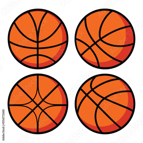 Group of basketballs icon in vibrant orange color, suitable for sports illustrations, team branding, fitness themes, and basketball tournament materials.