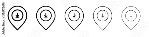 Download GPS map location icon thin flat outline style vector sign