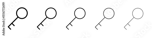 Door key icon thin flat outline style vector sign