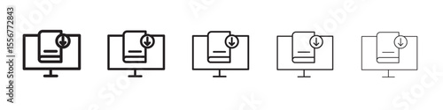 E book download icon thin flat outline style vector sign