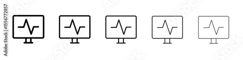 ECG monitor icon thin flat outline style vector sign
