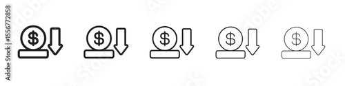 Economic Loss icon thin flat outline style vector sign