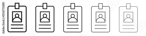 Employee id card icon thin flat outline style vector sign