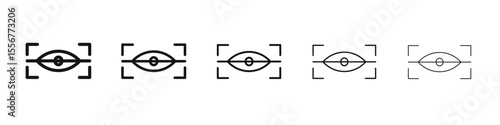 Eye scanner icon thin flat outline style vector sign