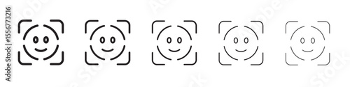 face detection icon thin flat outline style vector sign