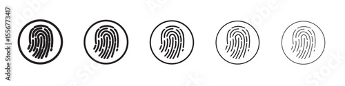 Fingerprint icon thin flat outline style vector sign