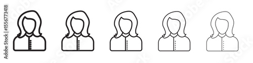 Female icon thin flat outline style vector sign