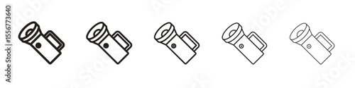 Flashlight icon thin flat outline style vector sign