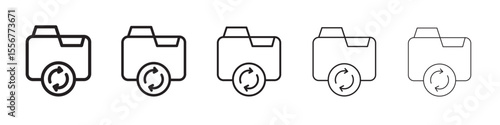Folder sync icon thin flat outline style vector sign