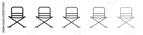 folding chair icon thin flat outline style vector sign