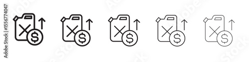 Fuel price increase icon thin flat outline style vector sign