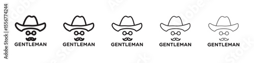 Gentleman icon thin flat outline style vector sign