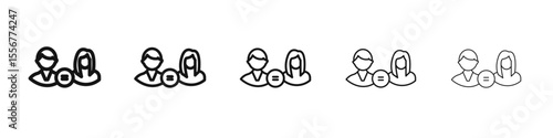 Gender equality icon thin flat outline style vector sign