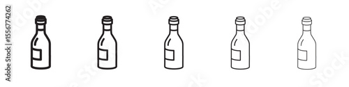 Glass bottle icon thin flat outline style vector sign