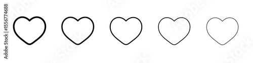 Heart icon thin flat outline style vector sign