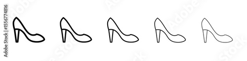 high heel shoes icon thin flat outline style vector sign