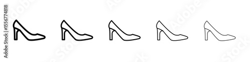 high heel shoes icon thin flat outline style vector sign