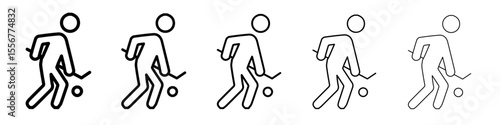 Hockey player icon thin flat outline style vector sign