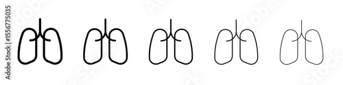 Human lungs icon thin flat outline style vector sign