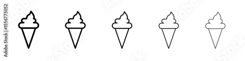 ice cream cone icon thin flat outline style vector sign