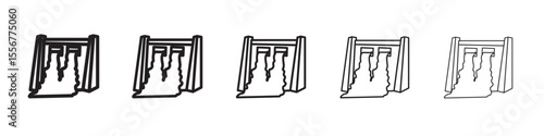 Hydroelectric dam icon thin flat outline style vector sign