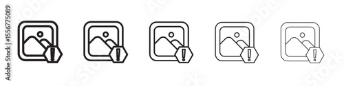 Image Error icon thin flat outline style vector sign