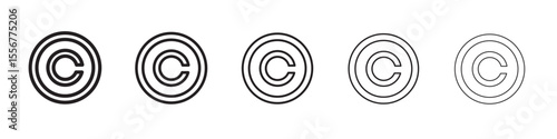 Intellectual property and copyright icon thin flat outline style vector sign