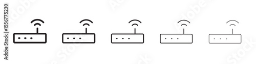 internet router icon thin flat outline style vector sign