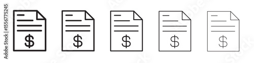 Invoice document icon thin flat outline style vector sign
