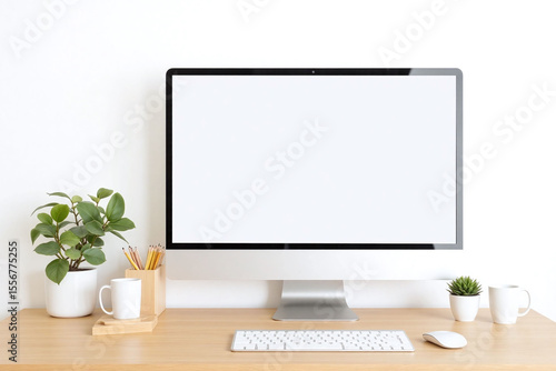 desktop computer sitting on top of a wooden desk
