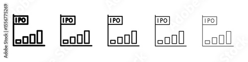 IPO Initial public offering icon thin flat outline style vector sign